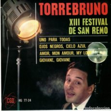 Discos de vinilo: TORREBRUNO - GIOVANE, GIOVANE - OJOS NEGROS CIELO AZUL + 2 - EP SPAIN 1963. Lote 191600463