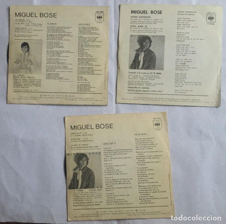Discos de vinilo: LOTE 3 SINGLES MIGUEL BOSE, - Foto 2