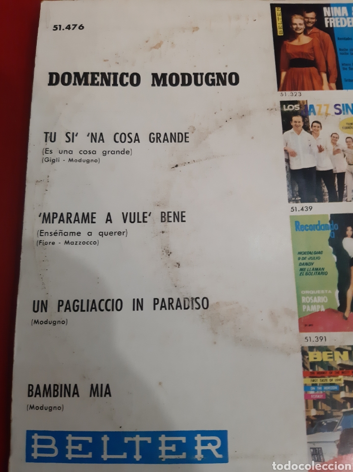 Discos de vinilo: 1965 Domenico Modugno single Belter - Foto 2