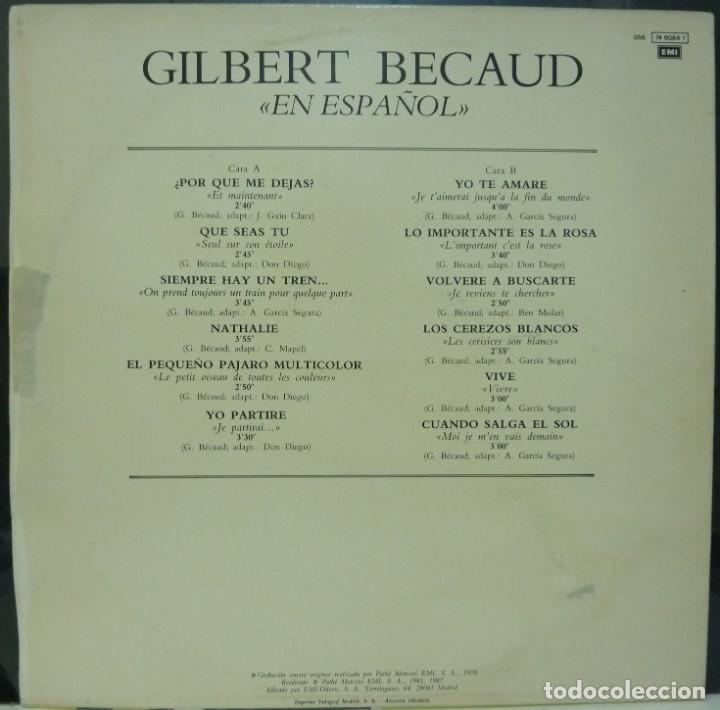 Discos de vinilo: GILBERT BECAUD // EN ESPA&Ntilde;OL // 1987 //(VG VG). LP - Foto 2