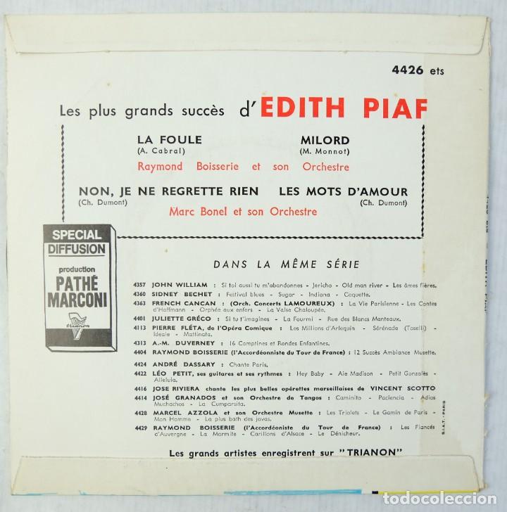 Discos de vinilo: Edith Piaf-Les plus grands succ&egrave;s-Disco Vinilo EP - Foto 2