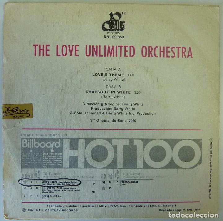 Discos de vinilo: BARRY WHITE // LOVES THEME // 1974 // SINGLE - Foto 2