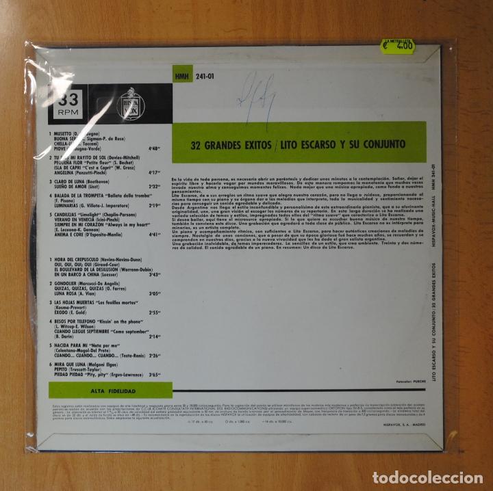 Discos de vinilo: LITO ESCARSO Y SU CONJUNTO - 32 GRANDES EXITOS - LP - Foto 2