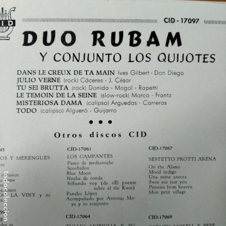 Discos de vinilo: DUO RUBAM Y LOS QUIJOTES- EP 1961- TU SEI BRUTTA/ DANS LE CREUX DE TA MAIN/ JULIO VERNE/ MISTERIOSA - Foto 2 - 193212017