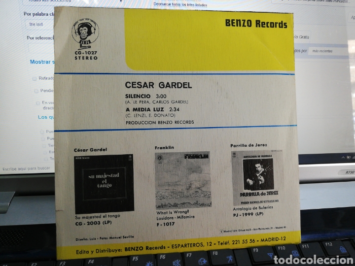 Discos de vinilo: Cesar gardel single silencio 1973 - Foto 2