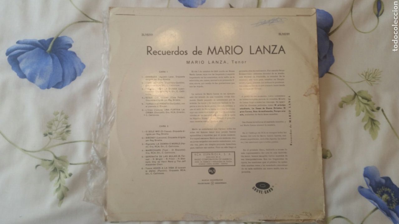 Discos de vinilo: Disco recuerdos de Mario Lanza 1959 - Foto 2
