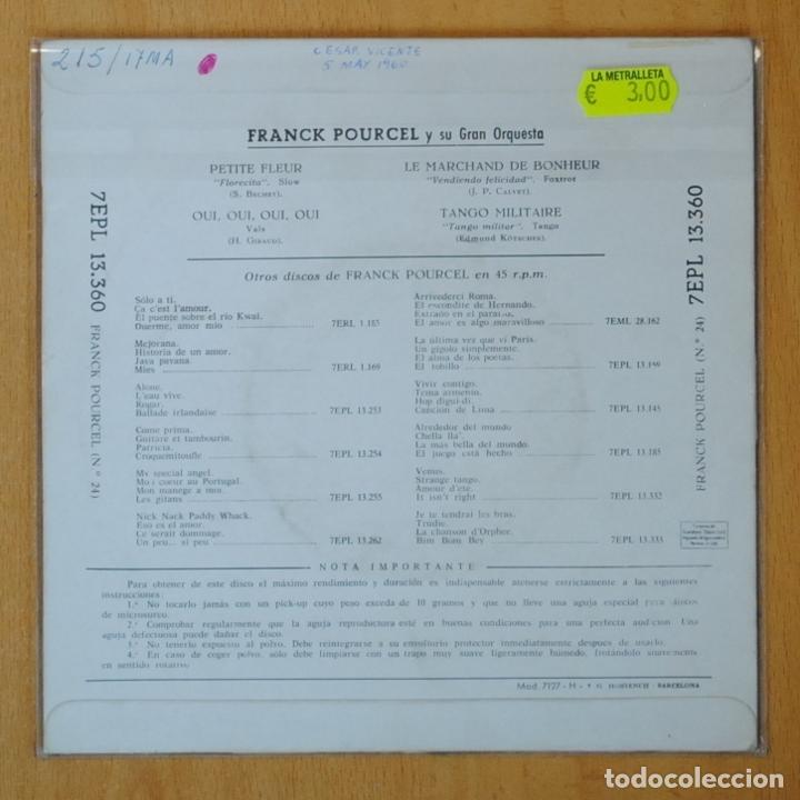 Discos de vinilo: FRANCK POURCEL Y SU GRAN ORQUESTA - PETITE FLEUR + 3 - EP - Foto 2