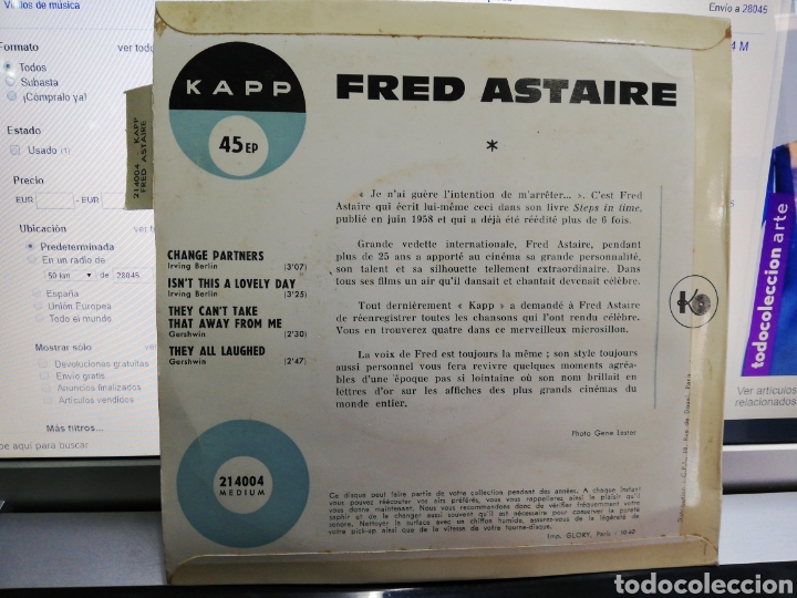 Discos de vinilo: Fred astaire ep change partners + 3 Francia - Foto 2