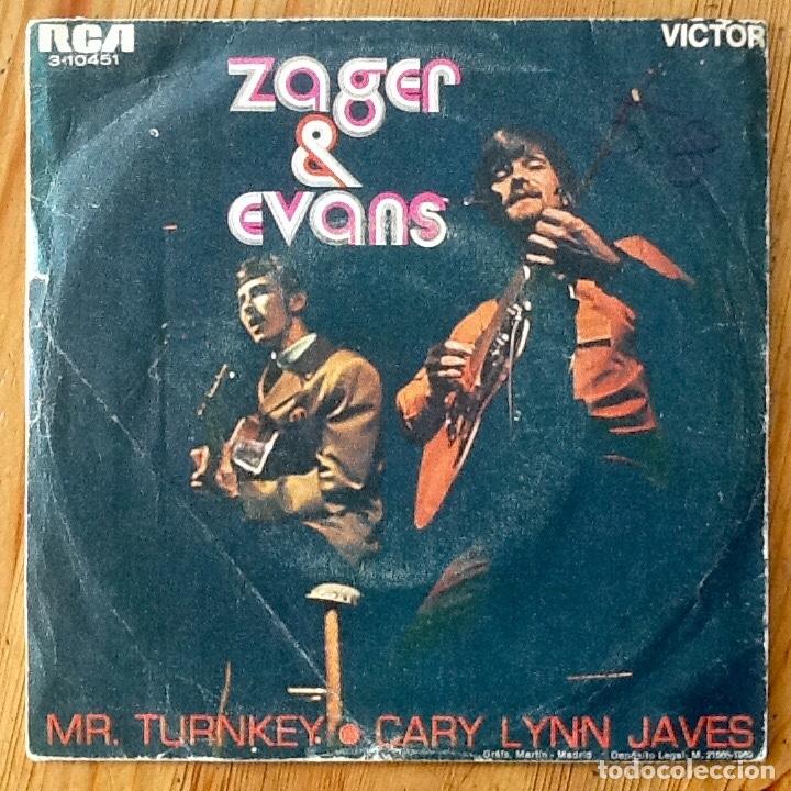Discos de vinilo: ZAGER & EVANS : MR TURNKEY [RCA - ESP 1969] 7&rdquo; - Foto 2