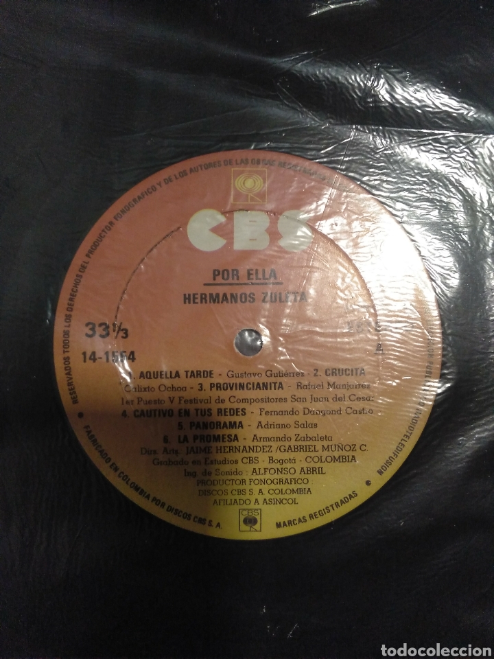 Discos de vinilo: Hermanos zuleta por ella - Foto 3