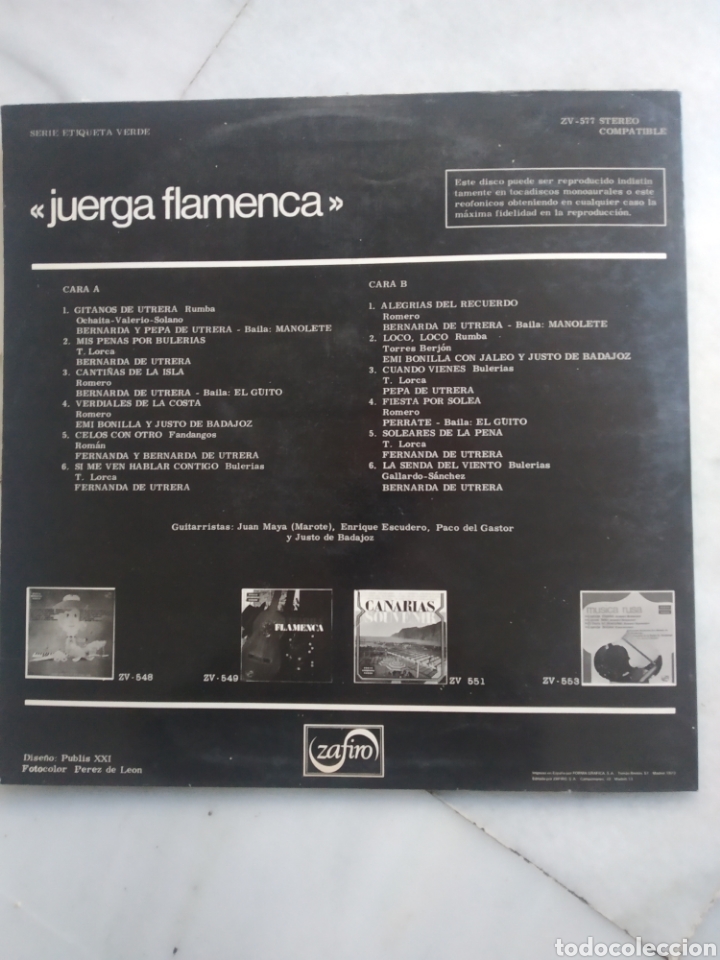 Discos de vinilo: JUERGA FLAMENCA. LP VINILO. 1973. - Foto 2
