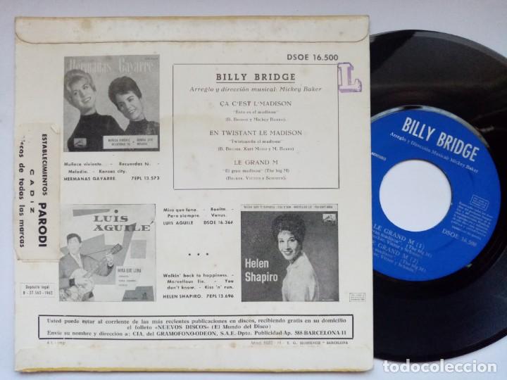 Discos de vinilo: BILLY BRIDGE - el madison - EP 1962 - ODEON - Foto 2