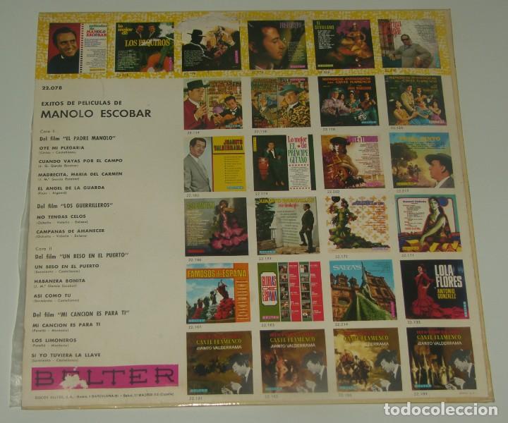 Discos de vinilo: MANOLO ESCOBAR - EXITOS DE PELICULAS (SPAIN, BELTER 1967) - Foto 2