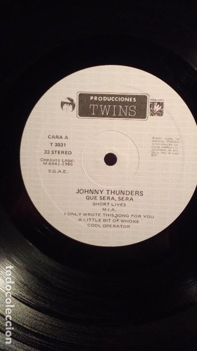 Discos de vinilo: JOHNNY THUNDERS - QUE SERA , SERA . - Foto 2