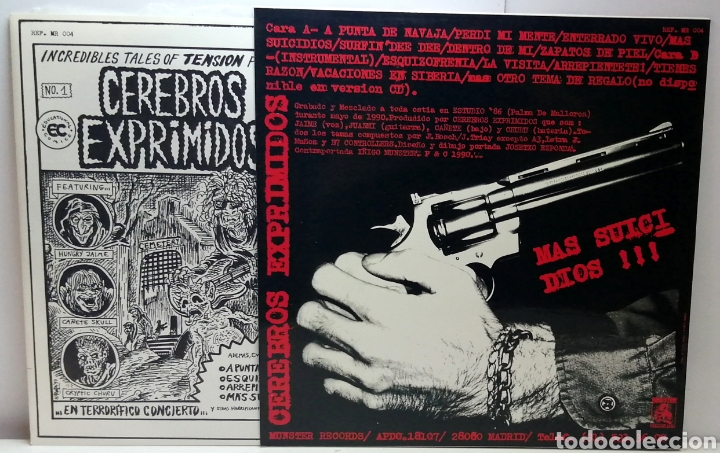 Discos de vinilo: CEREBROS EXPRIMIDOS, MAS SUICIDIOS (MUNSTER 1990) ENCARTE - Foto 2 - 194141440