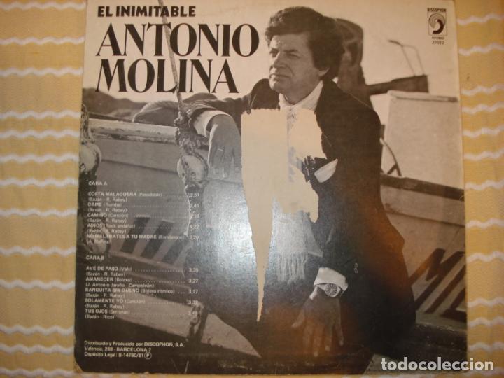 Discos de vinilo: EL INIMITABLE ANTONIO MOLINA, LP DISCOPHON A&Ntilde;O 1981 - Foto 2