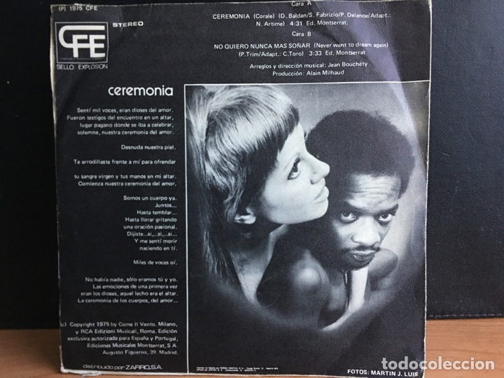 Discos de vinilo: Phil Trim - Ceremonia (7&rdquo;, Single) (Explosi&oacute;n, CFE) - Foto 2