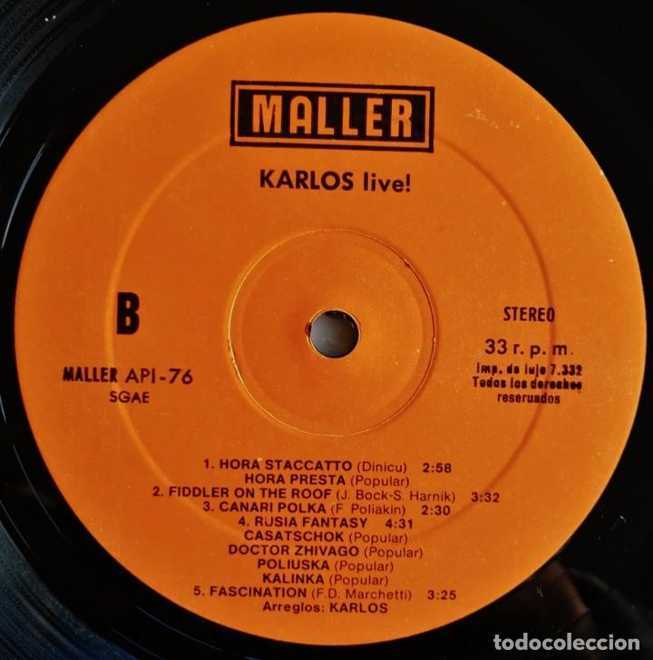 Discos de vinilo: Karlos. Live! Virtuoso Magic Violin, Maller API-76 - Foto 4