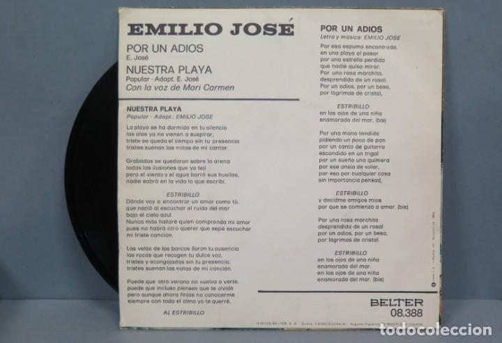 Discos de vinilo: SINGLE. EMILIO JOSE. POR UN ADIOS - Foto 2