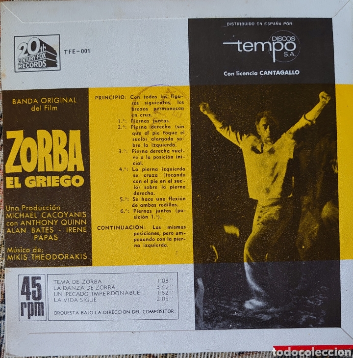 anthony quinn banda sonora de la película zorba Comprar Discos EP