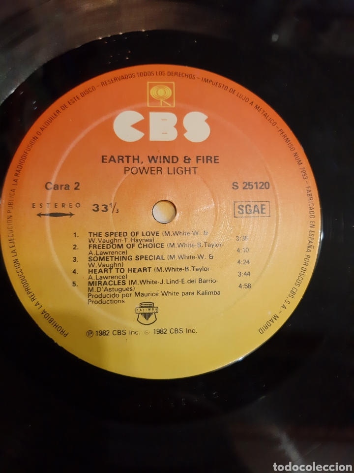 Discos de vinilo: Cbs 1982 Earth Wind Fire Oower Light - Foto 3