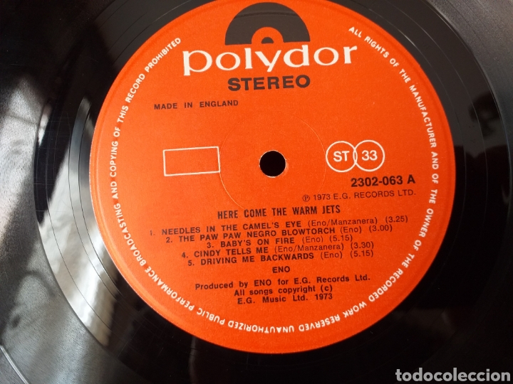 Discos de vinilo: ENO HERE COME THE WARM JETS EDICION INGLESA - Foto 2
