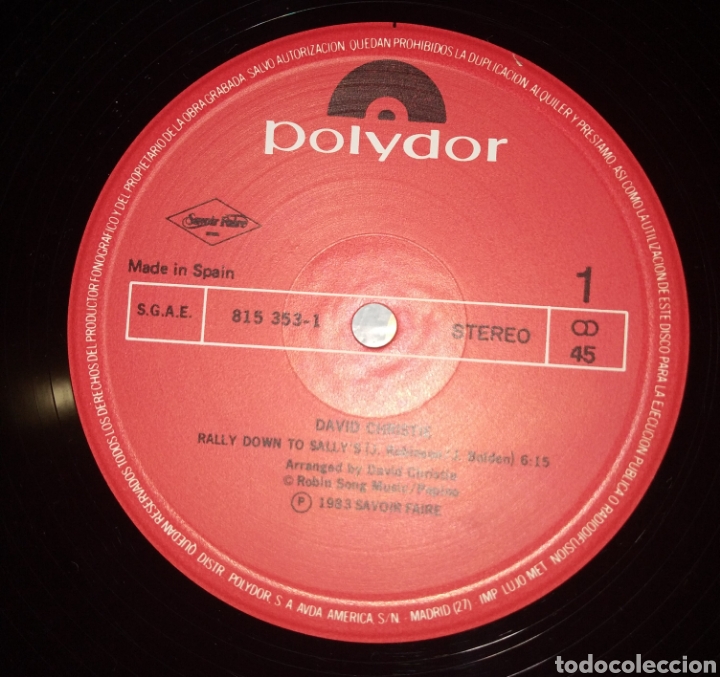 Discos de vinilo: David Christie - Rally down to Sallys - Foto 3