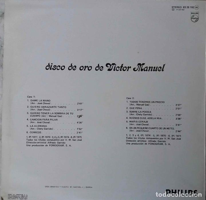 Discos de vinilo: V&Iacute;CTOR MANUEL, DISCO DE ORO. LP ESPA&Ntilde;A - Foto 2