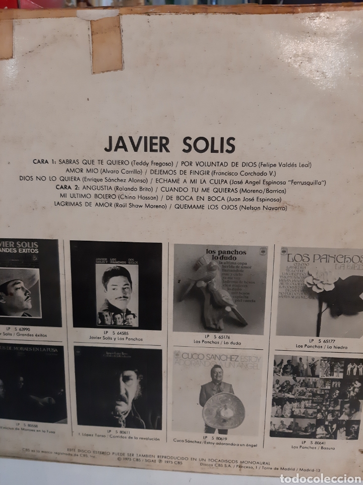 Discos de vinilo: 1975 Javier Solis cbs usado - Foto 2