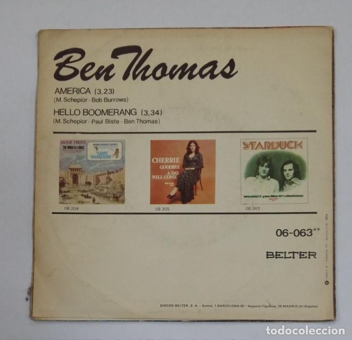 Discos de vinilo: BEN THOMAS. AMERICA. SINGLE. TDKDS10 - Foto 2