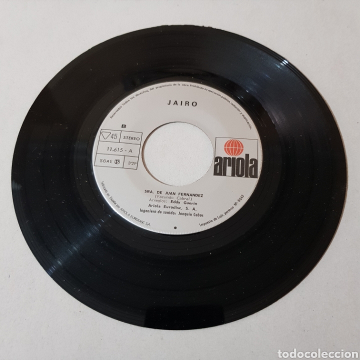Discos de vinilo: JAIRO - SI VUELVES SERA - CANSANCIO - Foto 3