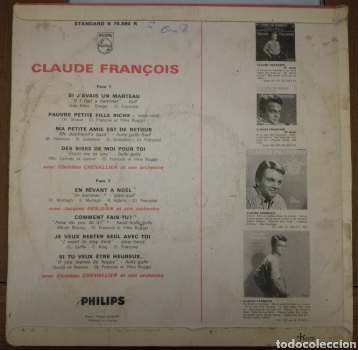 Discos de vinilo: Claude Francois - EP - Si javais un marteau - Foto 2