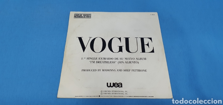 Discos de vinilo: DISCO SINGLE PROMOCIONAL, MADONNA: Vogue - Foto 4