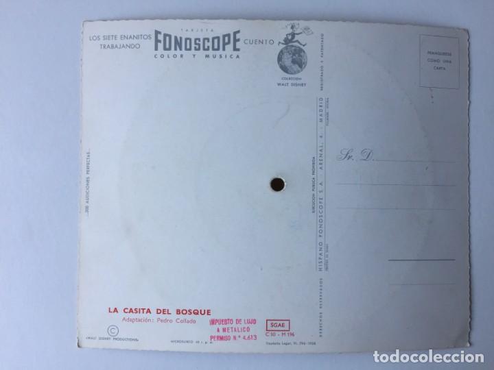 Discos de vinilo: TARJETA POSTAL SONORA FLEXIDISCO FONOSCOPE - COLECCIÓN WALT DISNEY - LOS SIETE ENANITOS - 1958 - Foto 2 - 195998815