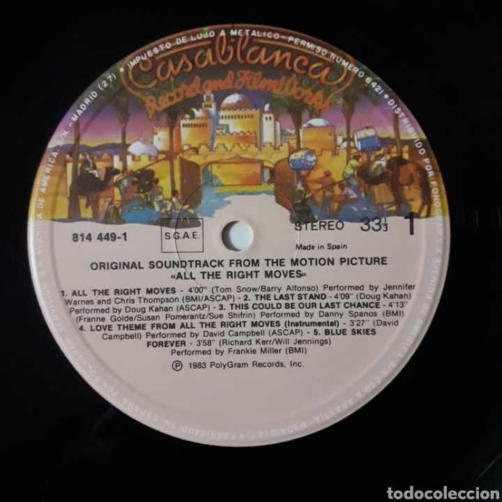 Discos de vinilo: LA CLAVE DEL &Eacute;XITO (ALL THE RIGHT MOVES) - Foto 3