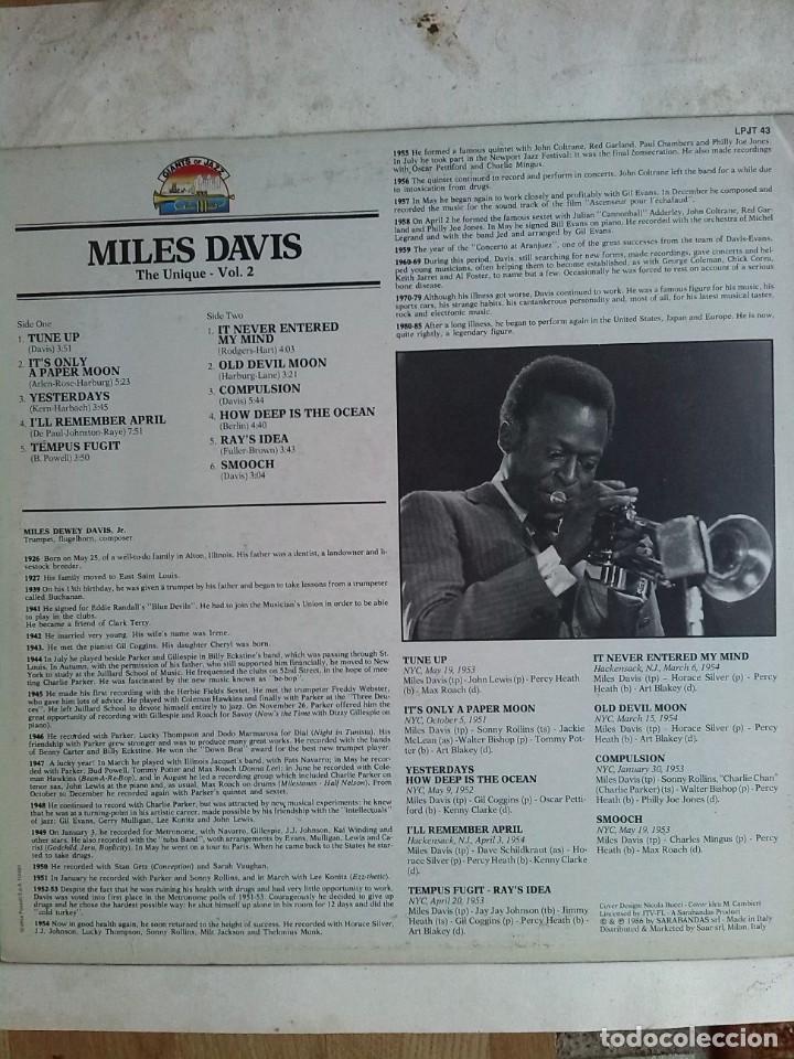Discos de vinilo: MILES DAVIS - THE UNIQUE VOL II - Foto 2