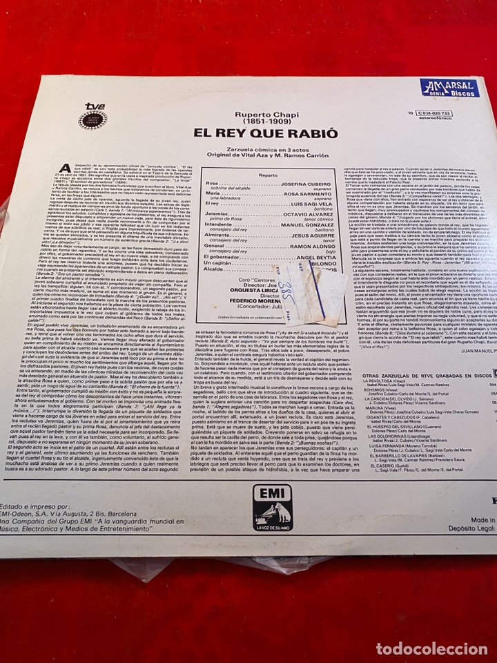 Discos de vinilo: Rupuerto Chapi (1851-1909) El rey que rabi&oacute; - Foto 2