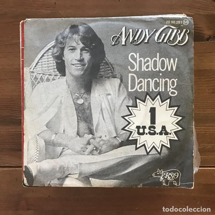 Discos de vinilo: ANDY GIBB - SHADOW DANCING - SINGLE RSO SPAIN 1978 - Foto 1