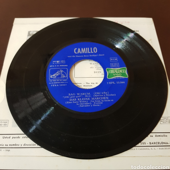 Discos de vinilo: CAMILLO - SAG WARUM - LA VOZ DE SU AMO - Foto 3