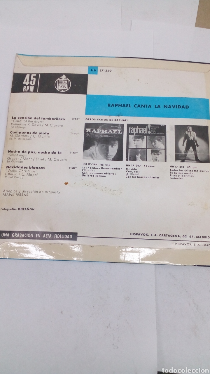 Discos de vinilo: Vinilo Raphael Canta a la navidad - Foto 2