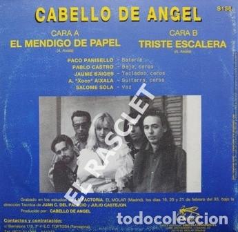 Discos de vinilo: SINGLE DE   CABELLO  DE  ABGEL  - EL MENDIGO DE PAPEL - Foto 2