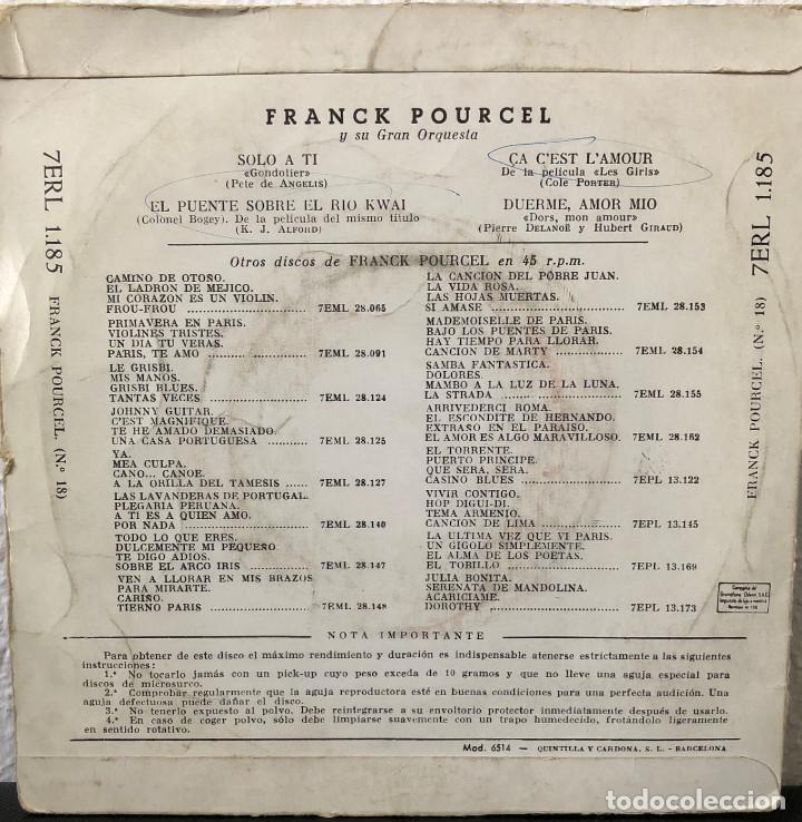 Discos de vinilo: FRANK POURCEL y su ORQUESTA, EP 45 rpm - Foto 2