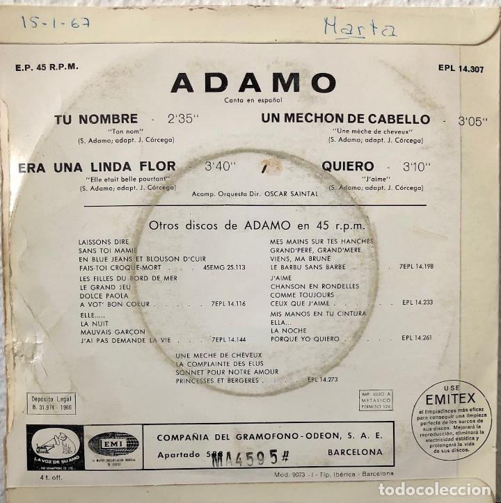 Discos de vinilo: ADAMO ep a 45 rpm - Foto 2