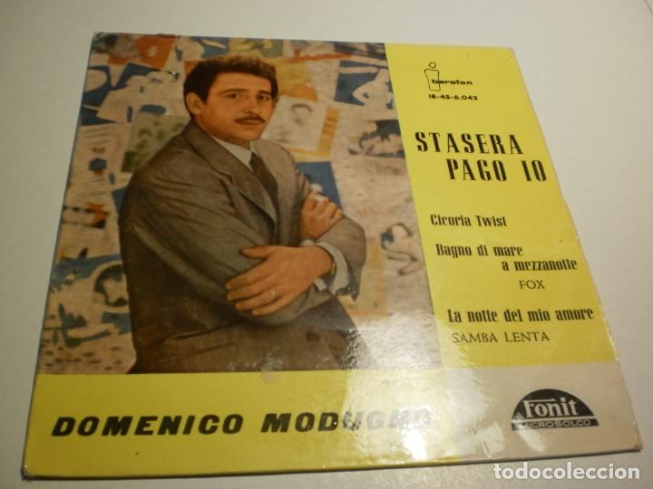 Disques de vinyle: domenico modugno stasera pago io. cicoria twist. bagno di mare. la notte del mio amore. fonit 1962