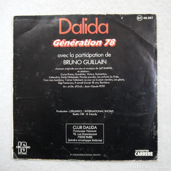 Discos de vinilo: DALIDA - G&Eacute;N&Eacute;RATION 78 - SINGLE 1978 - Foto 2