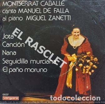 Discos de vinilo: SINGLE DE MONTSERRAT CABALLE -CANTA A MANUEL DE FALLA - - Foto 1