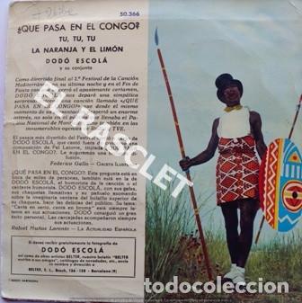 Discos de vinilo: SINGLE DE - DODO ESCOLA - QUE PASA EN EL CONGO ? - - Foto 2