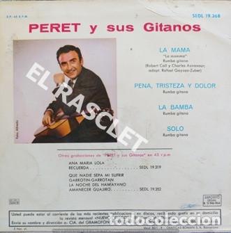 Discos de vinilo: SINGLE DE - PERET Y SUS GITANOS - LA MAMA - PENA - TRISTEZA Y DOLOR ECT. - - Foto 2