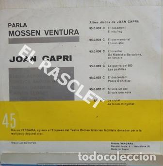 Discos de vinilo: SINGLE DE - JOAN CAPRI - PARLA MOSSEN VENTURA - - Foto 2