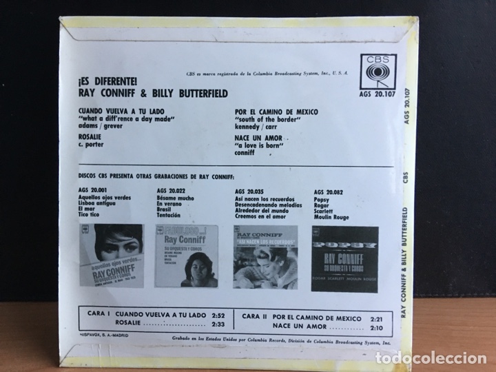 Discos de vinilo: Ray Conniff & Billy Butterfield - &iexcl;Es Diferente! (7&rdquo;, EP) - Foto 2